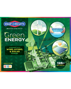 Snap Circuits Green Energy - Front of Package. Model SCG225. Build over 125 exciting projects! Contains over 45 parts. 