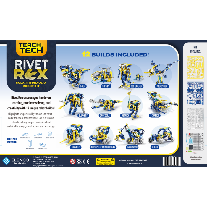 TEACH TECH® Rivet Rex | 12-in-1 Solar Robot STEM Kit 10+